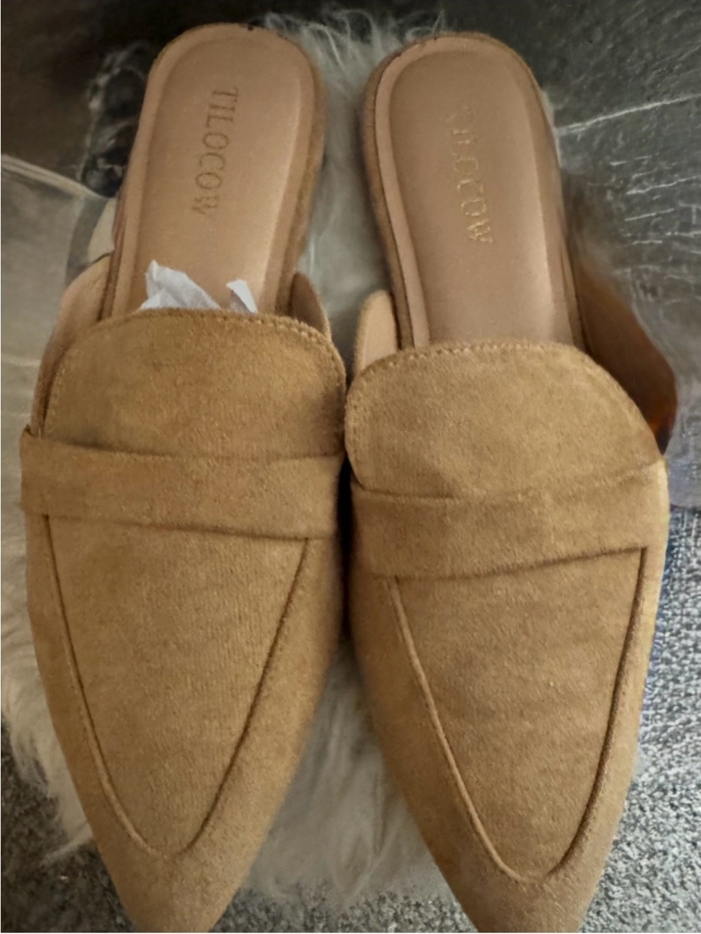 Women’s Slip-On Loafer Mules in Khaki Suede - Picture 2 of 9